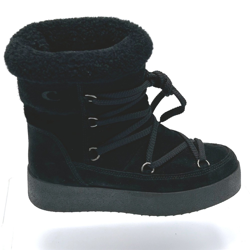 La Canadienne Size 36 US 5.5 Black Suede Shearling Platform Boots NEW Emery $395